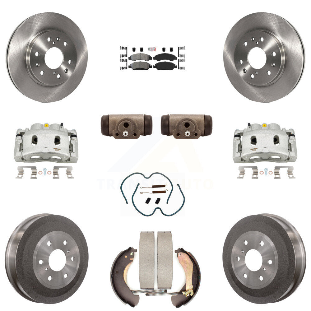 Front Rear Brake Caliper Rotors Drum Semi-Metallic Pad Shoe Cylinder Kit (11Pc) For 1500 KC8-101667N