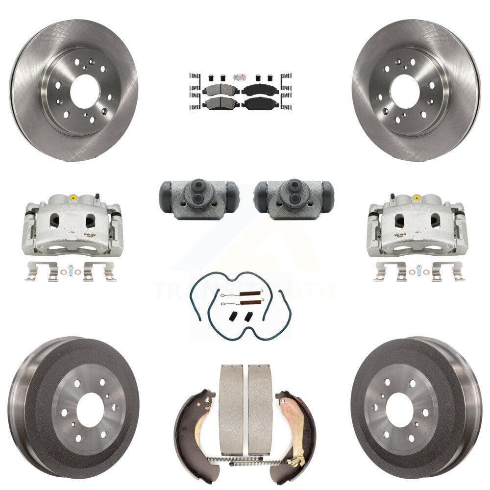 Front Rear Brake Caliper Rotors Drum Semi-Metallic Pad Shoe Cylinder Kit (11Pc) For 1500 KC8-101670N