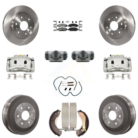 Front Rear Brake Caliper Rotors Drum Semi-Metallic Pad Shoe Cylinder Kit (11Pc) For 1500 KC8-101670N