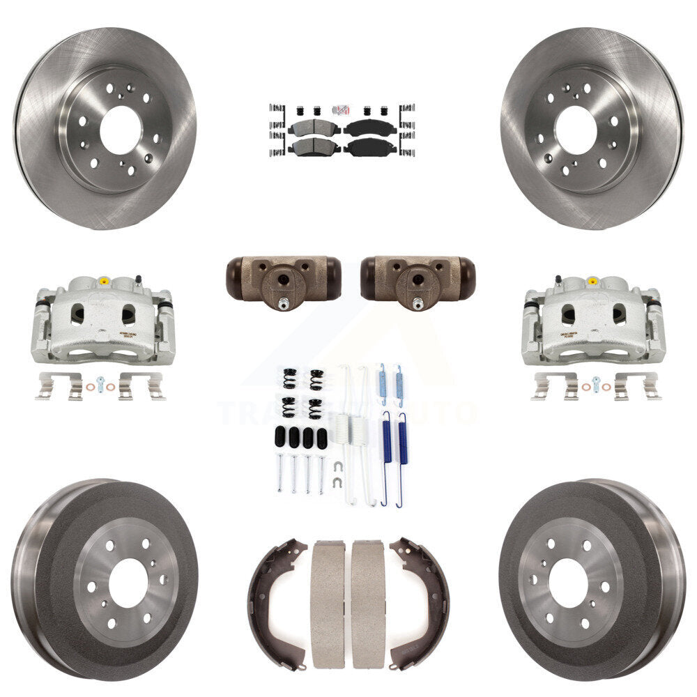 Front Rear Brake Caliper Rotor Drum Semi-Metallic Pad Shoe Cylinder & Kit (11Pc) For GMC KC8-101688N