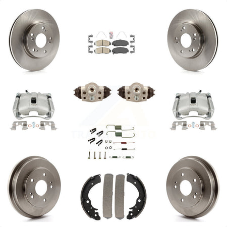 Front Rear Disc Brake Caliper Rotors Drums Ceramic Pads Shoes Wheel Cylinders And Hardware Kit (11Pc) For 2013 Honda Civic Natural Gas with 1.8L KC8-101700N by Transit Auto