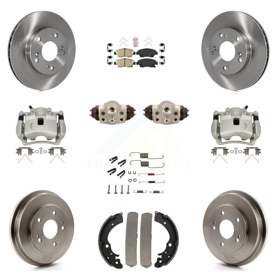 Front Rear Brake Caliper Rotors Drum Ceramic Pad Shoe Cylinder & Hardware Kit (11Pc) For KC8-101704N