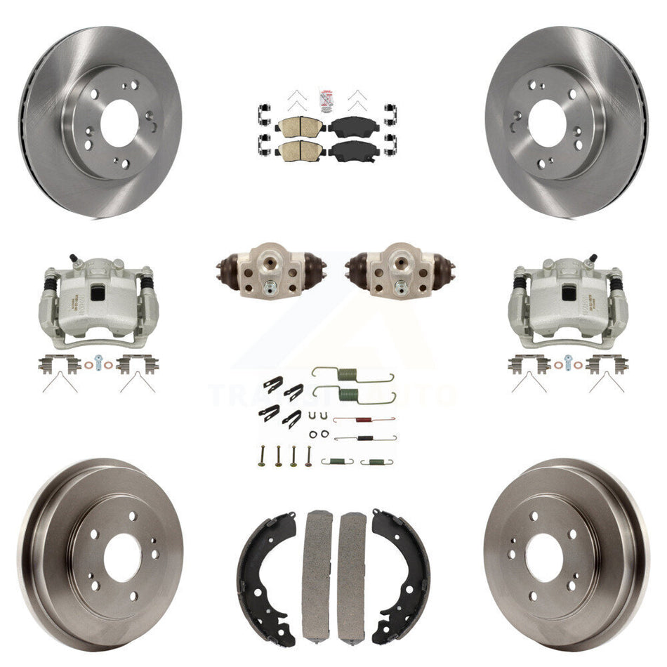 Front Rear Brake Caliper Rotors Drum Ceramic Pad Shoe Cylinder & Hardware Kit (11Pc) For KC8-101704N