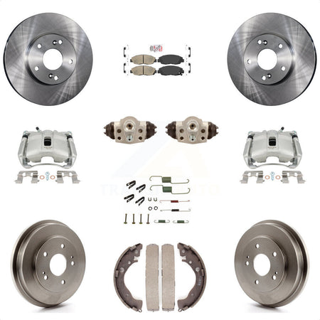 Front Rear Disc Brake Caliper Rotors Drums Ceramic Pads Shoes Wheel Cylinders And Hardware Kit (11Pc) For 2011 Honda Civic GX with 1.8L KC8-101707N by Transit Auto