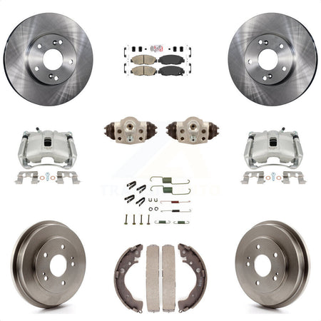 Front Rear Disc Brake Caliper Rotors Drums Ceramic Pads Shoes Wheel Cylinders And Hardware Kit (11Pc) For 2011 Honda Civic GX with 1.8L KC8-101708N by Transit Auto