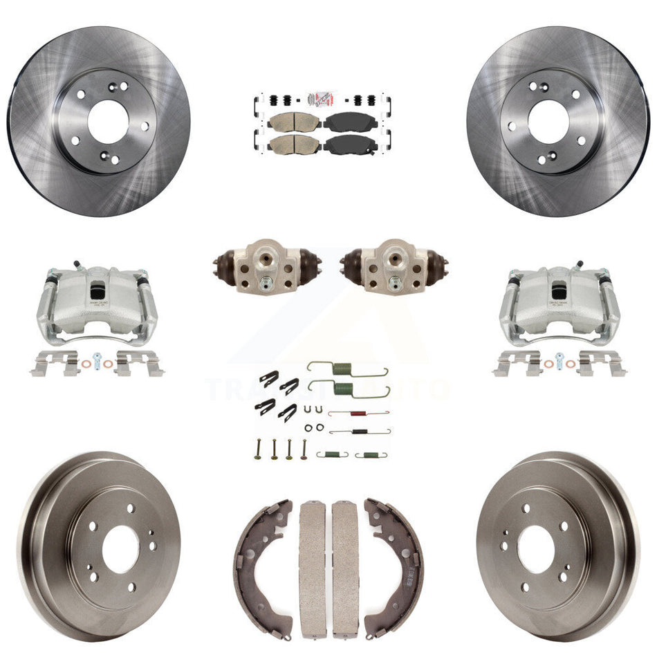 Front Rear Disc Brake Caliper Rotors Drums Ceramic Pads Shoes Wheel Cylinders And Hardware Kit (11Pc) For 2011 Honda Civic GX with 1.8L KC8-101708N