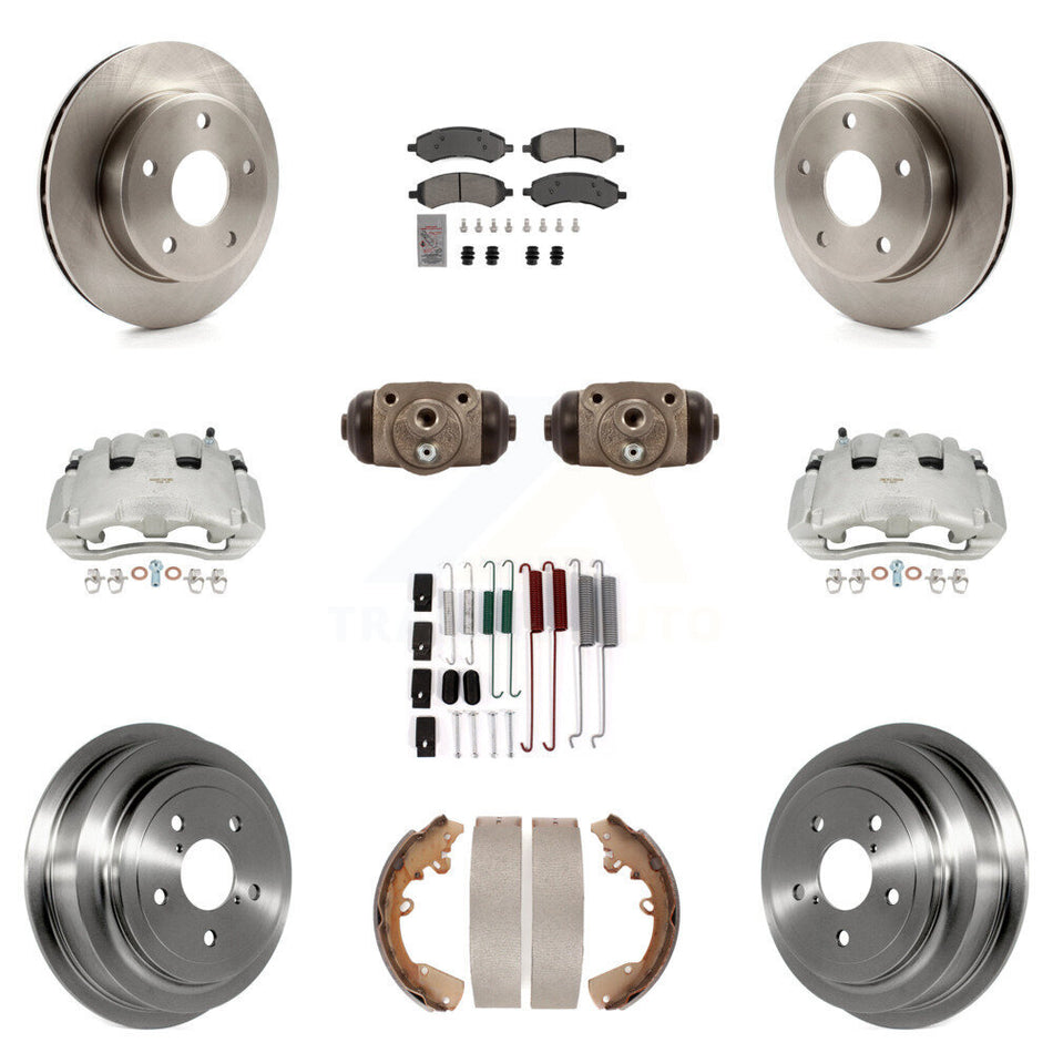 Front Rear Brake Caliper Rotor Drum Semi-Metallic Pad Shoe Cylinder Hardware Kit (11Pc) For KC8-1017