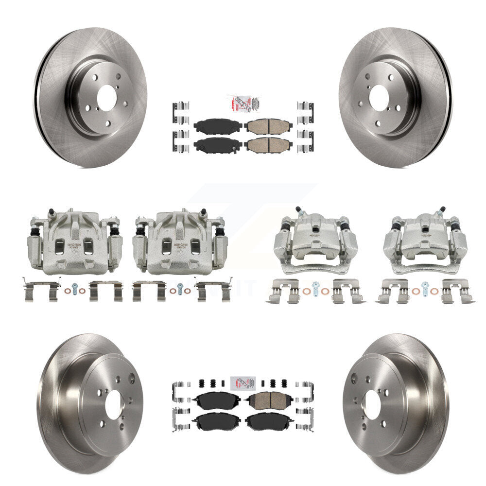 Front Rear Disc Brake Caliper Rotors And Ceramic Pads Kit (10Pc) For Subaru WRX KC8-101753N