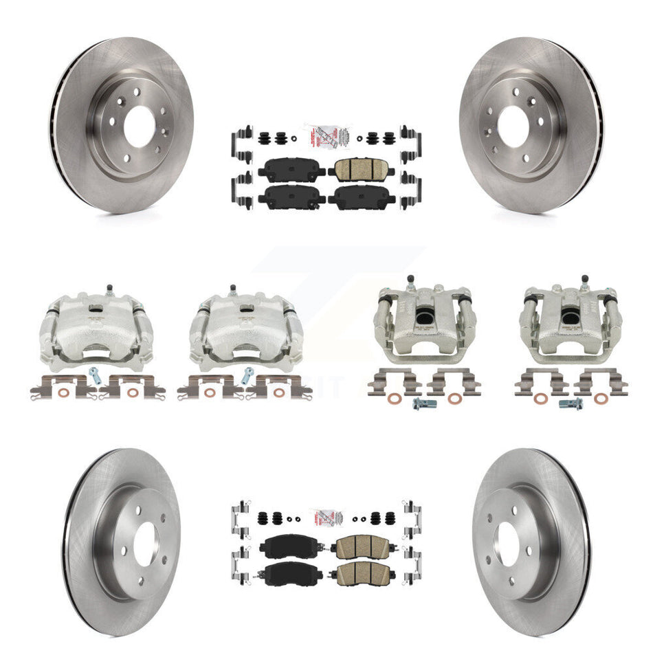 Front Rear Disc Brake Caliper Rotors And Ceramic Pads Kit (10Pc) For 2017 Nissan LEAF With Electric Parking KC8-101758N