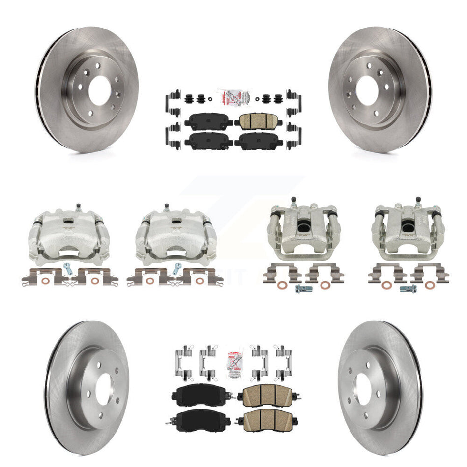 Front Rear Disc Brake Caliper Rotors And Ceramic Pads Kit (10Pc) For 2017 Nissan LEAF With Electric Parking KC8-101759N