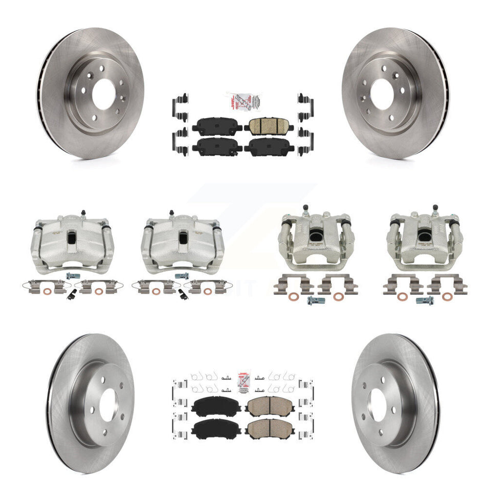 Front Rear Disc Brake Caliper Rotors And Ceramic Pads Kit (10Pc) For 2019 Nissan Rogue Sport SL With Manual Parking KC8-101774N