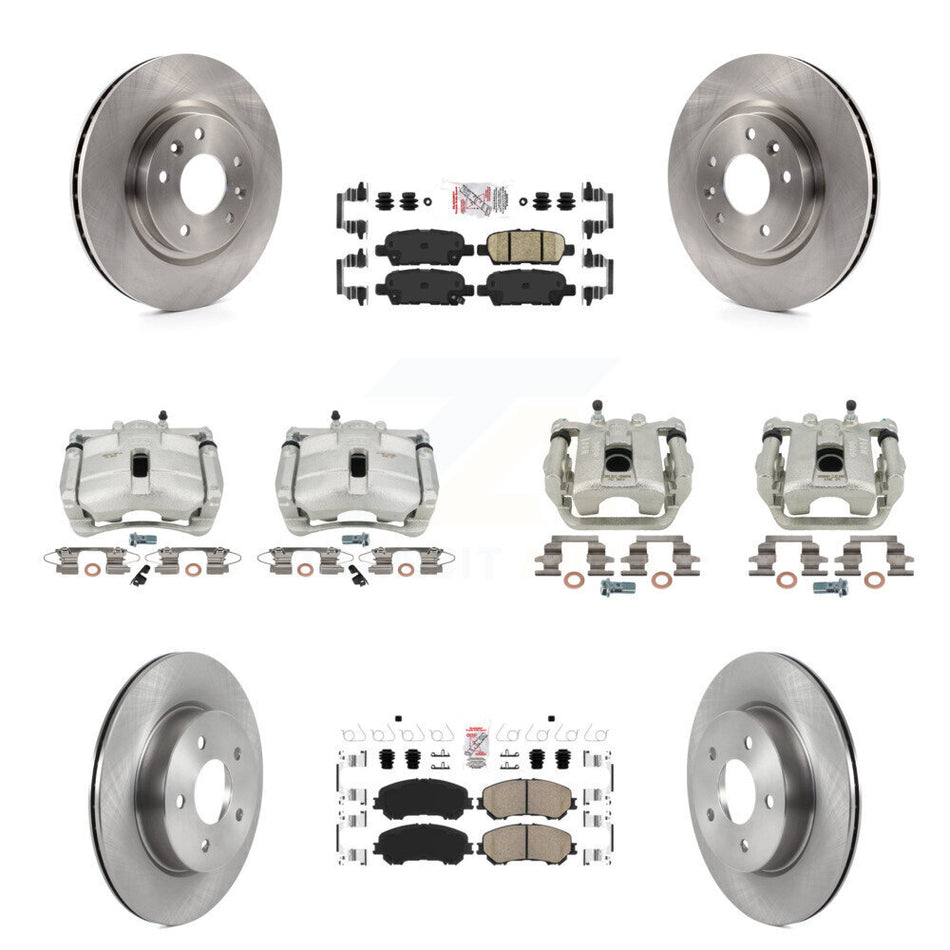 Front Rear Disc Brake Caliper Rotors And Ceramic Pads Kit (10Pc) For 2019 Nissan Rogue Sport SL With Manual Parking KC8-101777N
