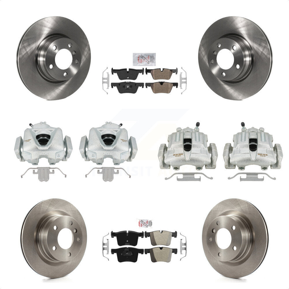 Front Rear Disc Brake Caliper Rotors And Semi-Metallic Pads Kit (10Pc) For 2012 BMW 328i 2.0L Without Blue Painted Calipers KC8-101783N by Transit Auto