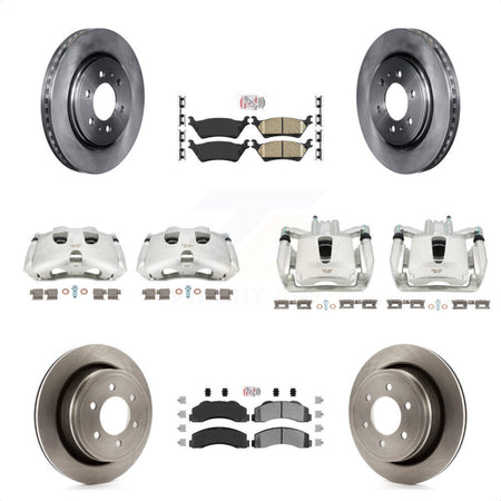 Front Rear Disc Brake Caliper Rotors And PADSMATERIAL Pads Kit (10Pc) For Ford F-150 KC8-101788N by Transit Auto