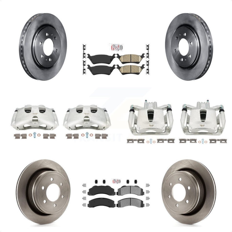 Front Rear Disc Brake Caliper Rotors And PADSMATERIAL Pads Kit (10Pc) For Ford F-150 KC8-101788N by Transit Auto