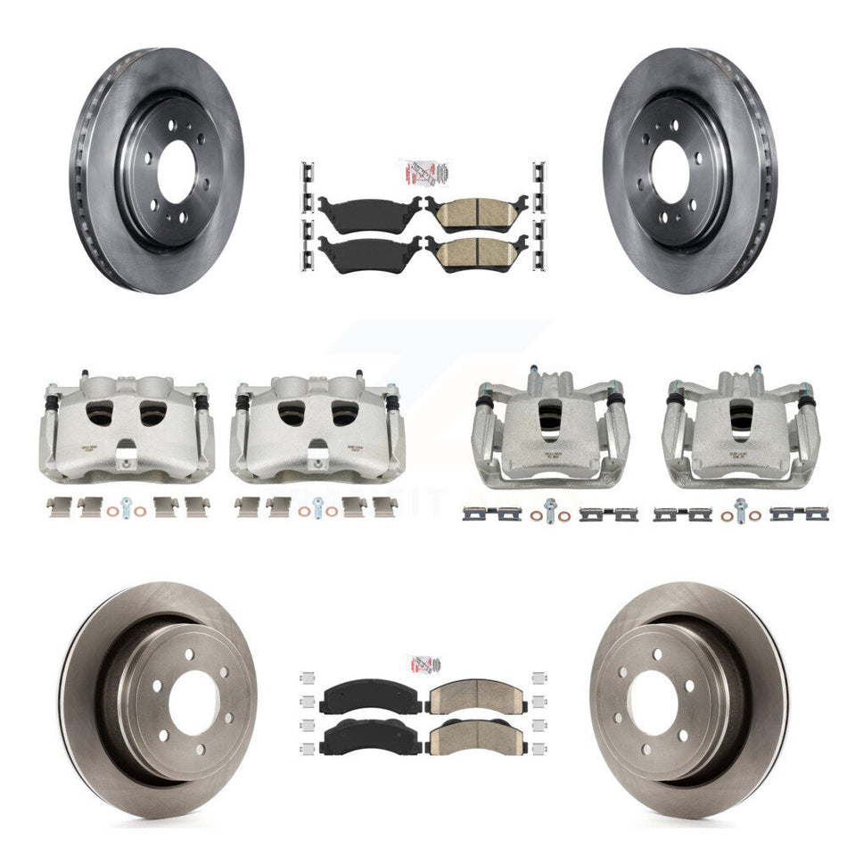 Front Rear Disc Brake Caliper Rotors And Ceramic Pads Kit (10Pc) For Ford F-150 KC8-101789N