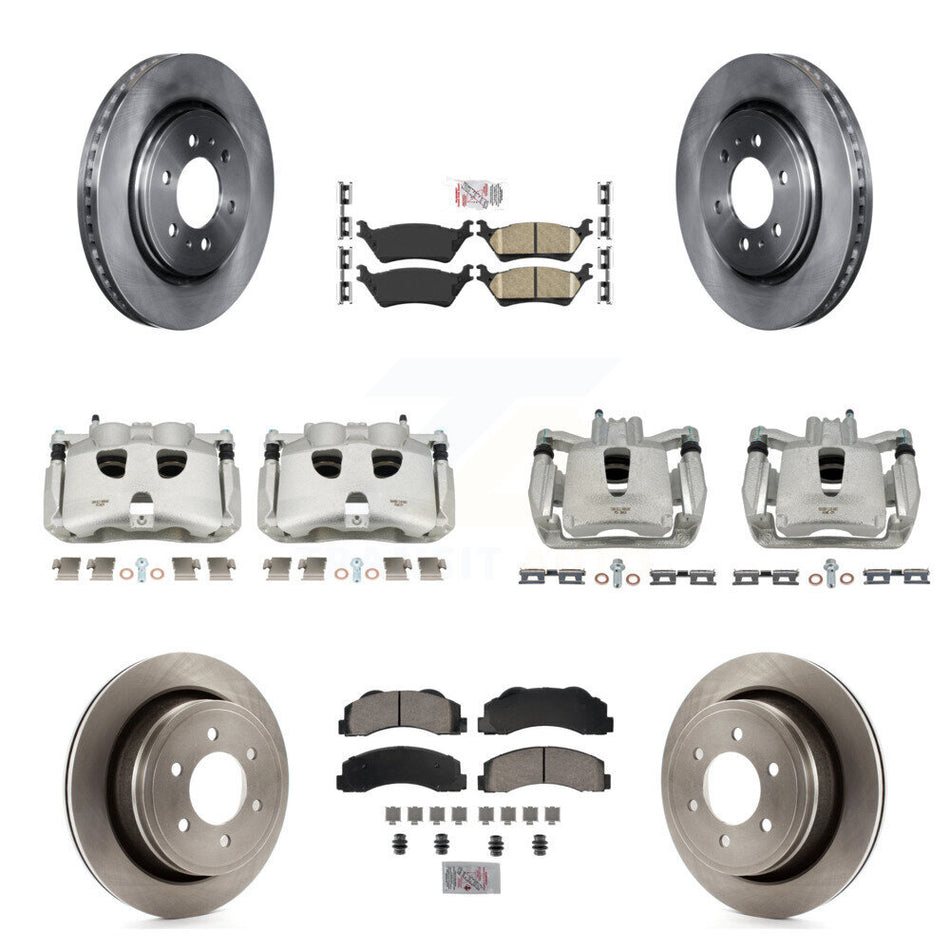 Front Rear Disc Brake Caliper Rotors And Ceramic Pads Kit (10Pc) For Ford F-150 KC8-101790N