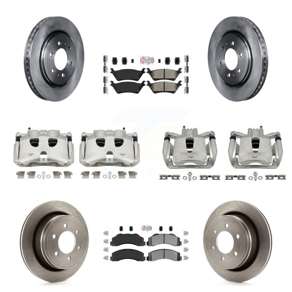 Front Rear Disc Brake Caliper Rotors And Semi-Metallic Pads Kit (10Pc) For Ford F-150 KC8-101794N