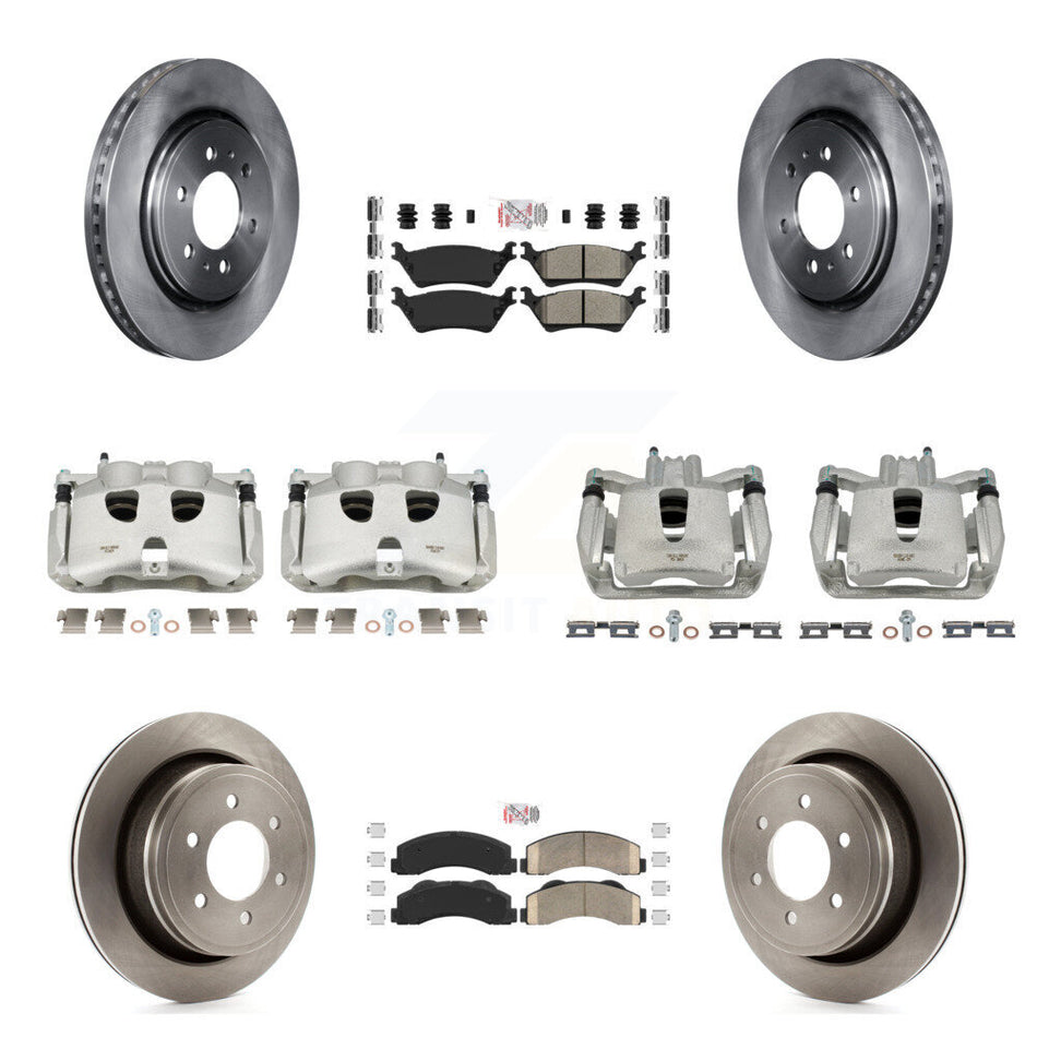 Front Rear Disc Brake Caliper Rotors And PADSMATERIAL Pads Kit (10Pc) For Ford F-150 KC8-101795N