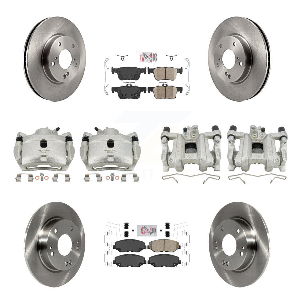 Front Rear Disc Brake Caliper Rotors And Ceramic Pads Kit (10Pc) For Honda Civic KC8-101798N