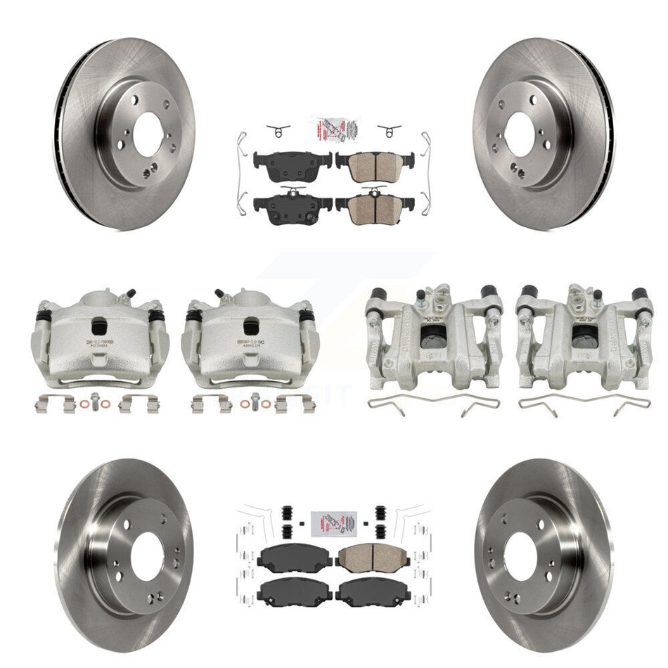Front Rear Disc Brake Caliper Rotors And Ceramic Pads Kit (10Pc) For Honda Civic KC8-101798N