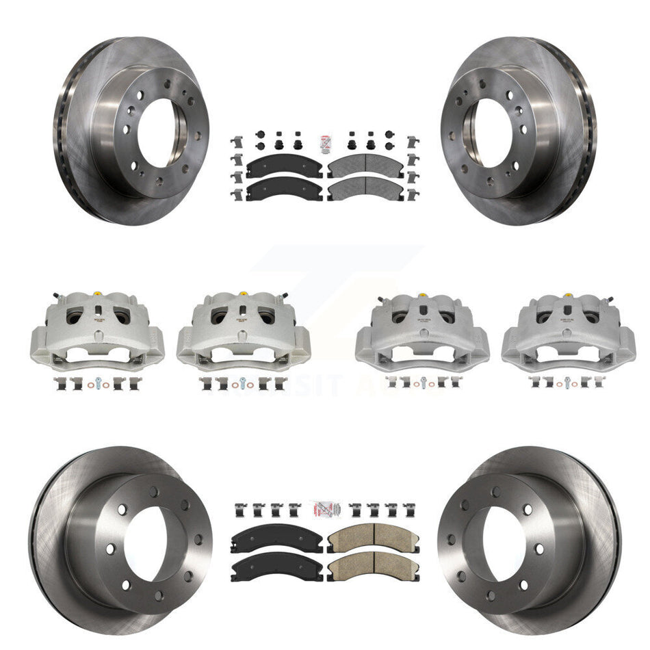 Front Rear Disc Brake Caliper Rotors & Ameribrakes Pad Kit (10Pc) For GMC Sierra 3500 HD KC8-101802N