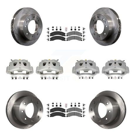 Front Rear Disc Brake Caliper Rotors Semi-Metallic Pad Kit (10Pc) For GMC Sierra 3500 HD KC8-101803N