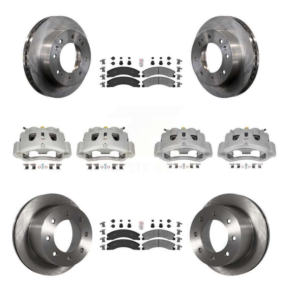 Front Rear Disc Brake Caliper Rotors Semi-Metallic Pad Kit (10Pc) For GMC Sierra 3500 HD KC8-101803N