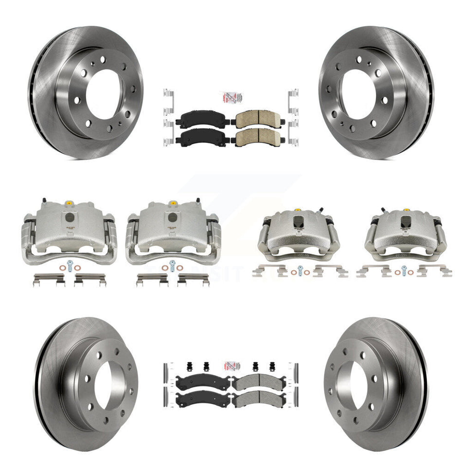 Front Rear Disc Brake Caliper Rotors And PADSMATERIAL Pads Kit (10Pc) For Chevrolet Express 2500 GMC Savana KC8-101817N
