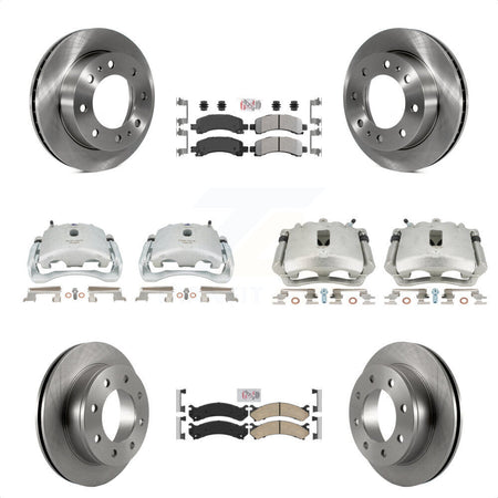 Front Rear Disc Brake Caliper Rotors And PADSMATERIAL Pads Kit (10Pc) For Chevrolet Express 2500 GMC Savana KC8-101821N by Transit Auto