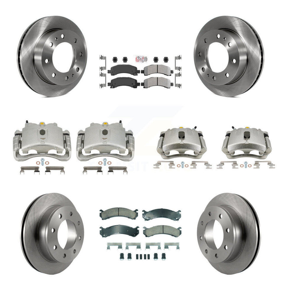 Front Rear Disc Brake Caliper Rotors And Semi-Metallic Pads Kit (10Pc) For Chevrolet Express 2500 GMC Savana KC8-101822N