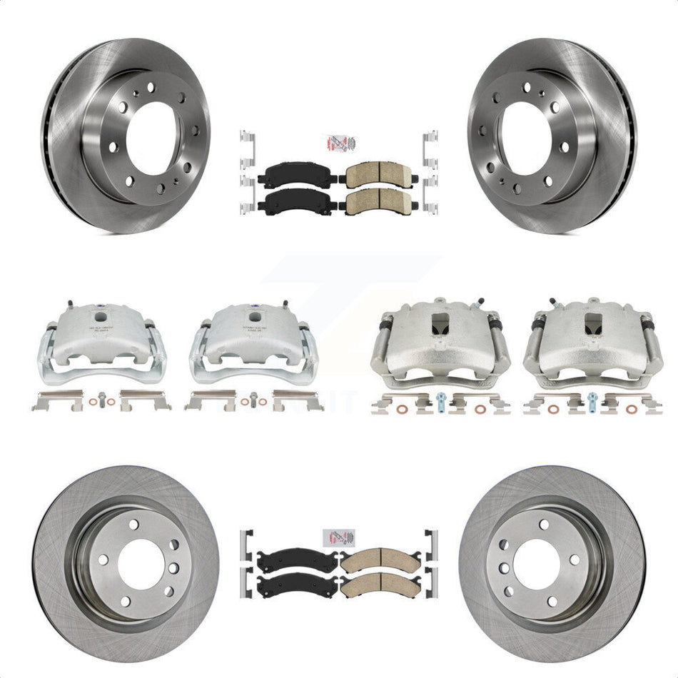 Front Rear Disc Brake Caliper Rotors And Ceramic Pads Kit (10Pc) For Chevrolet Express 2500 GMC Savana KC8-101824N by Transit Auto