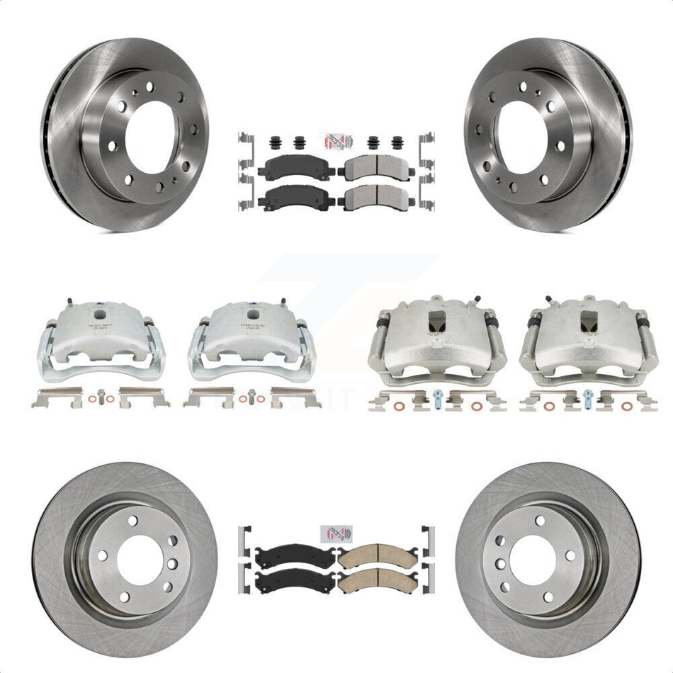 Front Rear Disc Brake Caliper Rotors And PADSMATERIAL Pads Kit (10Pc) For Chevrolet Express 2500 GMC Savana KC8-101827N by Transit Auto