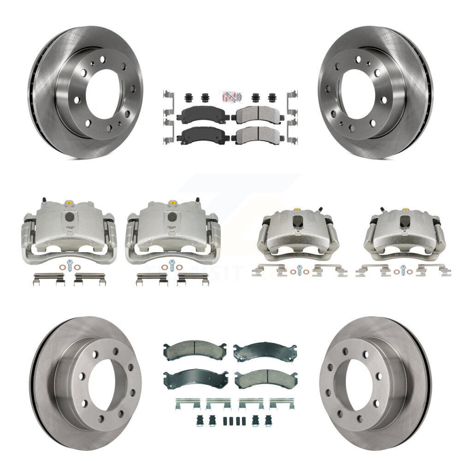 Front Rear Disc Brake Caliper Rotors And Semi-Metallic Pads Kit (10Pc) For Chevrolet Express 2500 GMC Savana KC8-101828N