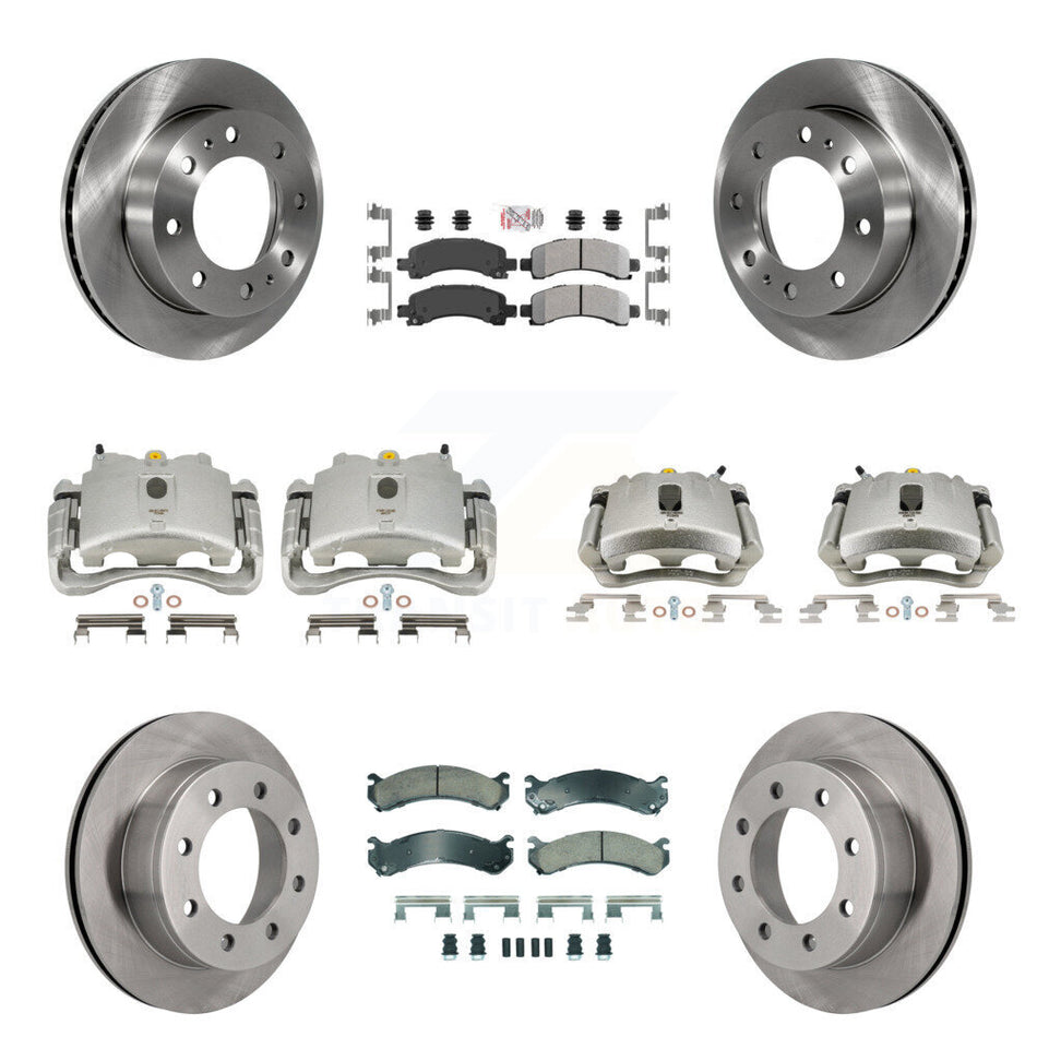 Front Rear Disc Brake Caliper Rotors And Semi-Metallic Pads Kit (10Pc) For Chevrolet Express 2500 GMC Savana KC8-101828N