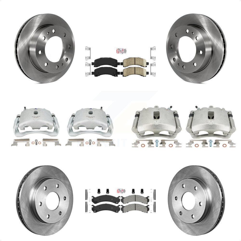 Front Rear Disc Brake Caliper Rotors And PADSMATERIAL Pads Kit (10Pc) For Chevrolet Express 2500 GMC Savana KC8-101829N by Transit Auto