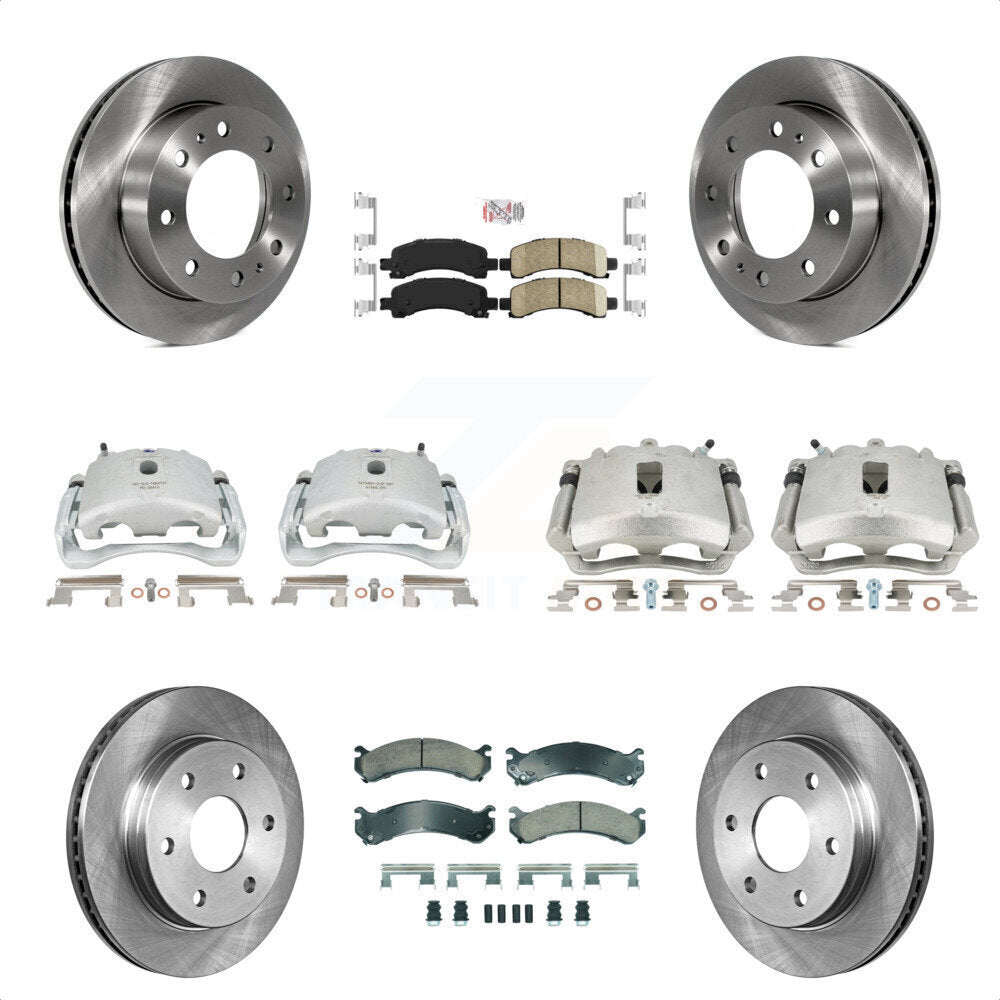 Front Rear Disc Brake Caliper Rotors And Ceramic Pads Kit (10Pc) For Chevrolet Express 2500 GMC Savana KC8-101831N by Transit Auto