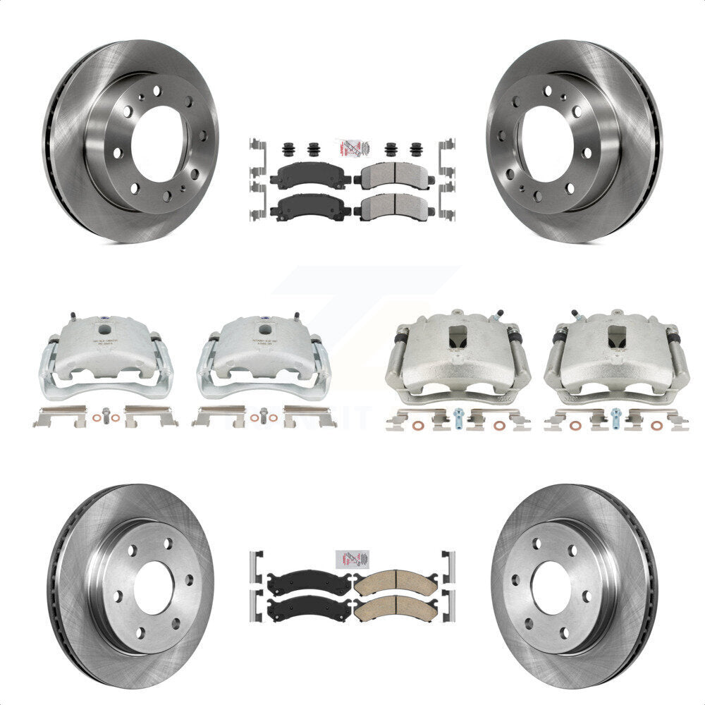 Front Rear Disc Brake Caliper Rotors And PADSMATERIAL Pads Kit (10Pc) For Chevrolet Express 2500 GMC Savana KC8-101833N by Transit Auto