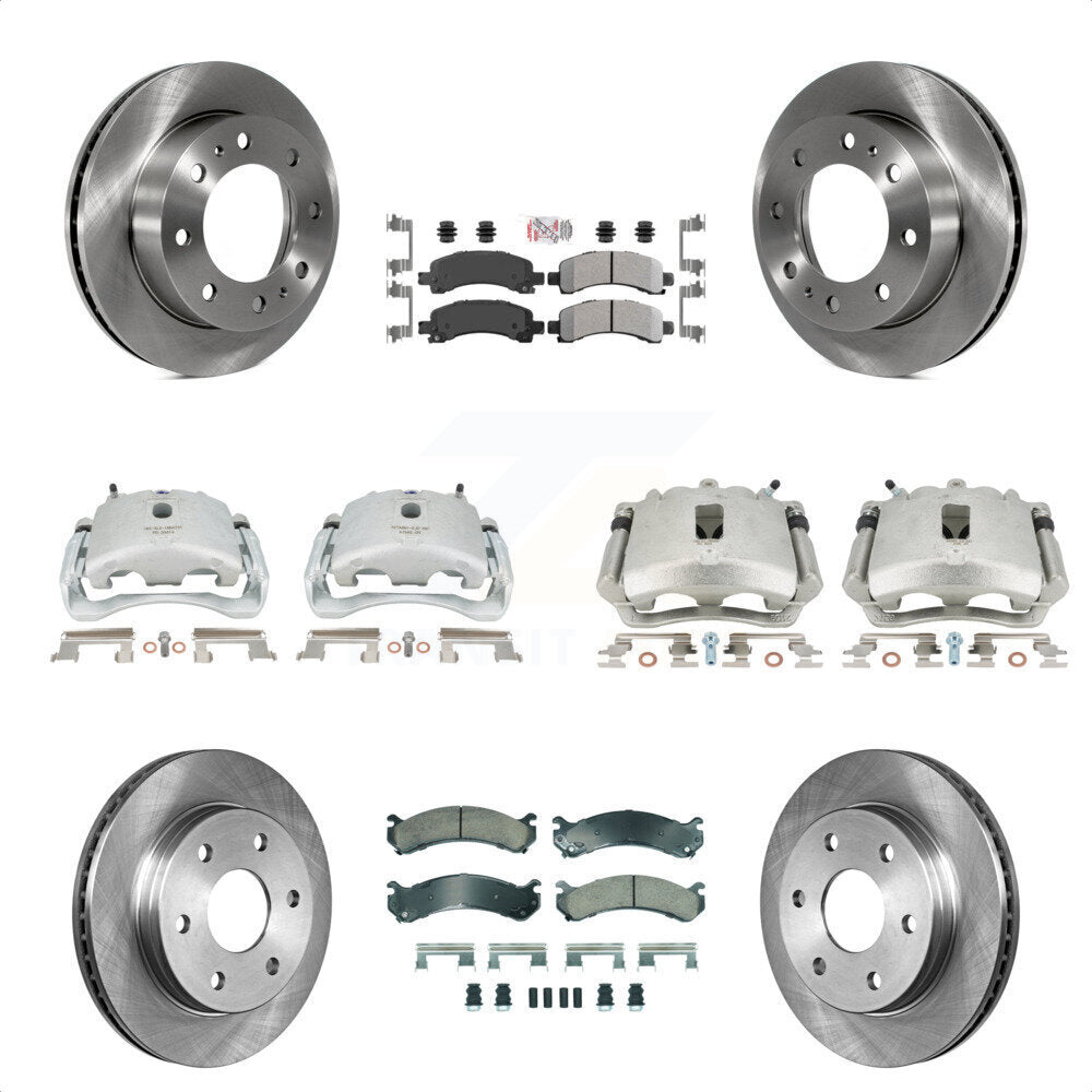 Front Rear Disc Brake Caliper Rotors And Semi-Metallic Pads Kit (10Pc) For Chevrolet Express 2500 GMC Savana KC8-101834N by Transit Auto