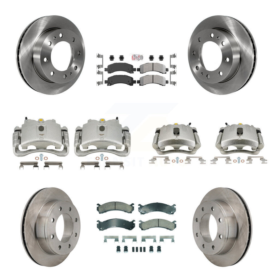 Front Rear Disc Brake Caliper Rotors And Semi-Metallic Pads Kit (10Pc) For Chevrolet Express 2500 GMC Savana KC8-101834N