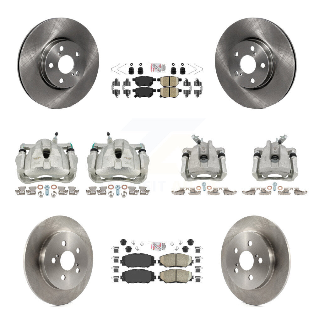 Front Rear Brake Caliper Rotors Ceramic Pad Kit (10Pc) For Toyota Corolla Matrix Pontiac KC8-101837N