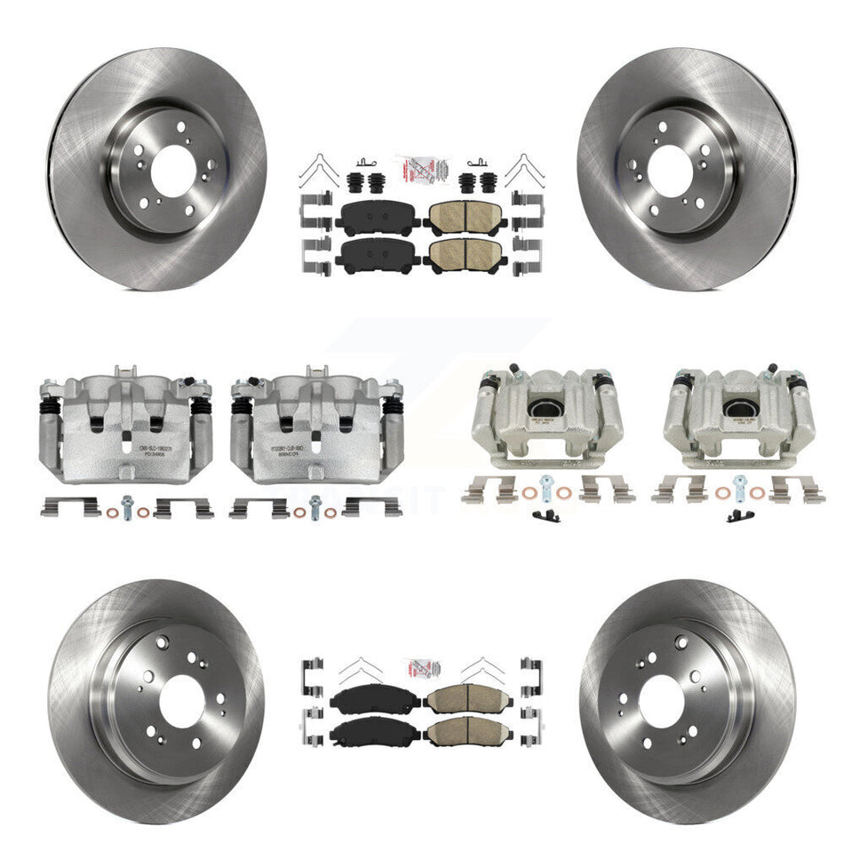 Front Rear Disc Brake Caliper Rotors And Ceramic Pads Kit (10Pc) For Acura MDX ZDX KC8-101862N