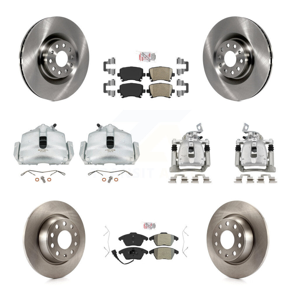 Front Rear Brake Caliper Rotors & Ameribrakes Pad Kit (10Pc) For 2012 Volkswagen CC 2.0L KC8-101877N