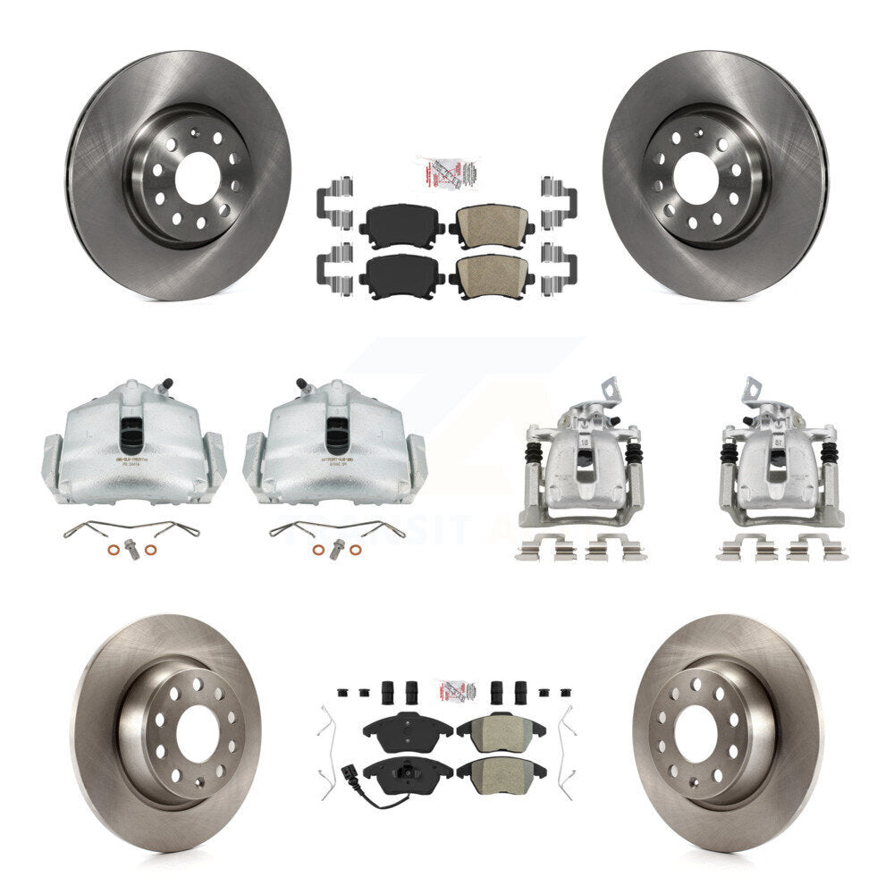 Front Rear Brake Caliper Rotors & Ameribrakes Pad Kit (10Pc) For 2012 Volkswagen CC 2.0L KC8-101882N