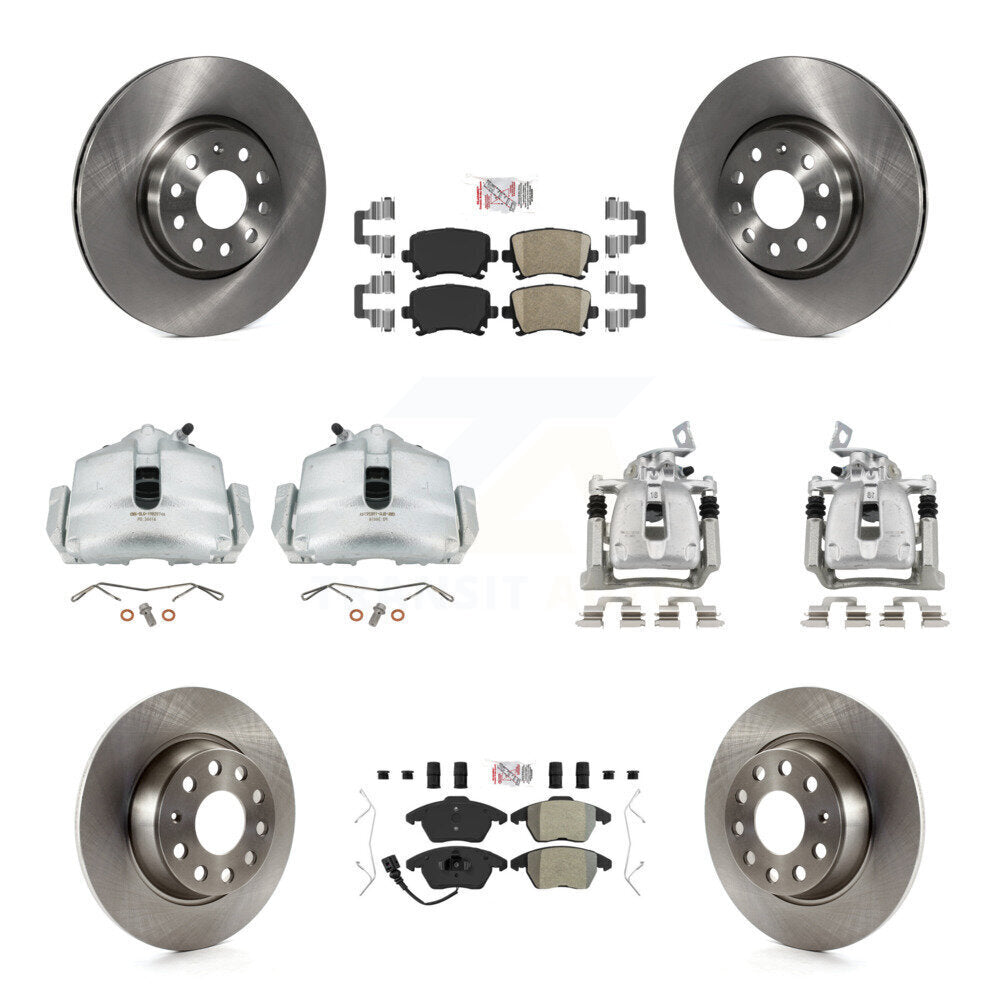 Front Rear Brake Caliper Rotors Ameribrakes Pad Kit (10Pc) For 08 Volkswagen Passat 2.0L KC8-101886N