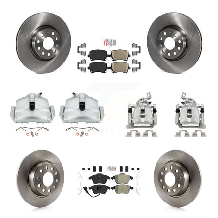 Front Rear Brake Caliper Rotors Ameribrakes Pad Kit (10Pc) For 08 Volkswagen Passat 2.0L KC8-101886N
