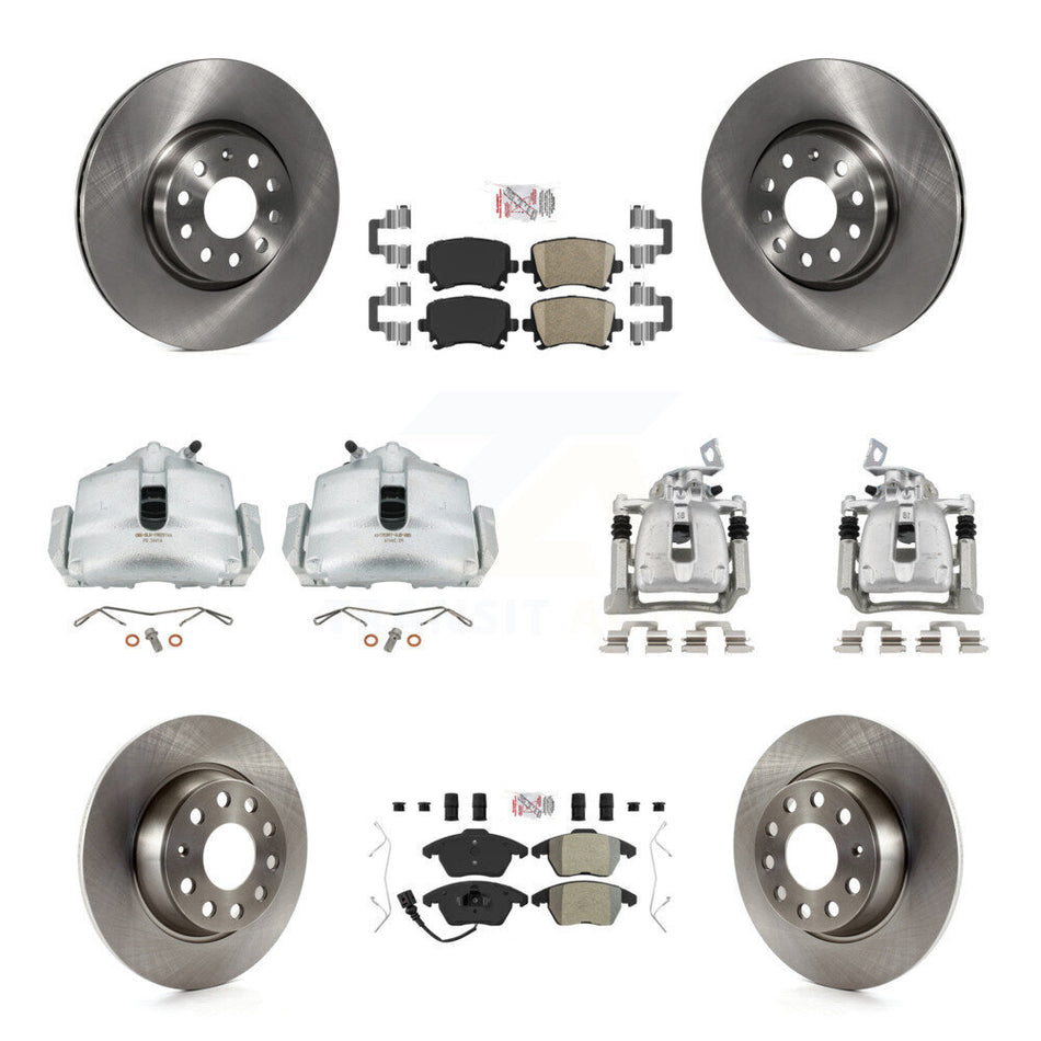 Front Rear Brake Caliper Rotors Ameribrakes Pad Kit (10Pc) For 08 Volkswagen Passat 2.0L KC8-101886N