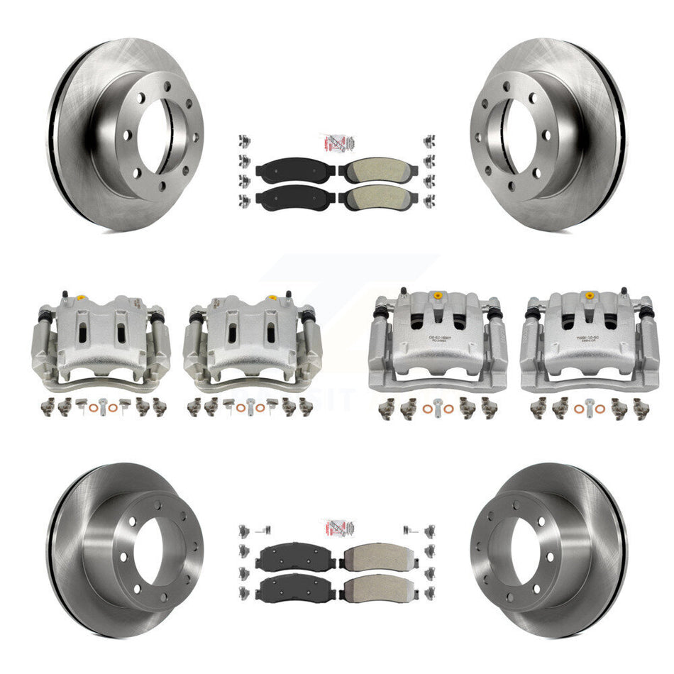 Front Rear Brake Caliper Rotors & Semi-Metallic Pad Kit (10Pc) For Ford F-350 Super Duty KC8-101887N