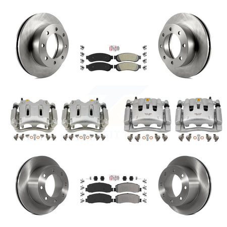 Front Rear Brake Caliper Rotors & Semi-Metallic Pad Kit (10Pc) For Ford F-250 Super Duty KC8-101889N