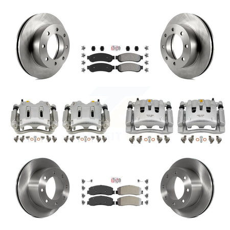 Front Rear Brake Caliper Rotors & Semi-Metallic Pad Kit (10Pc) For Ford F-350 Super Duty KC8-101891N